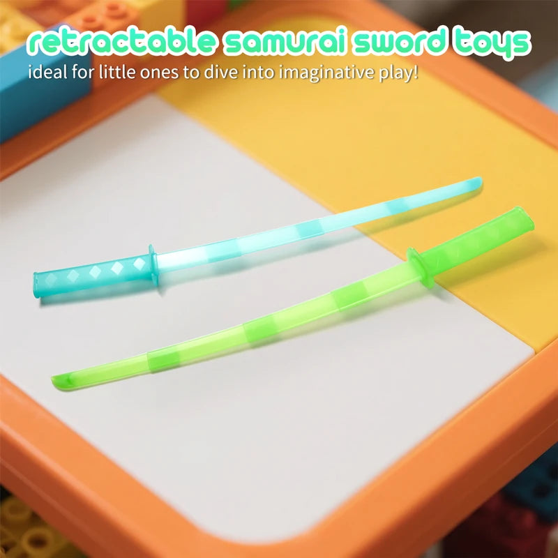 Samurai telescópico recto por gravedad con estampado 3D, juguetes para aliviar el estrés, accesorios elásticos, Katana plegable creativa, regalos divertidos