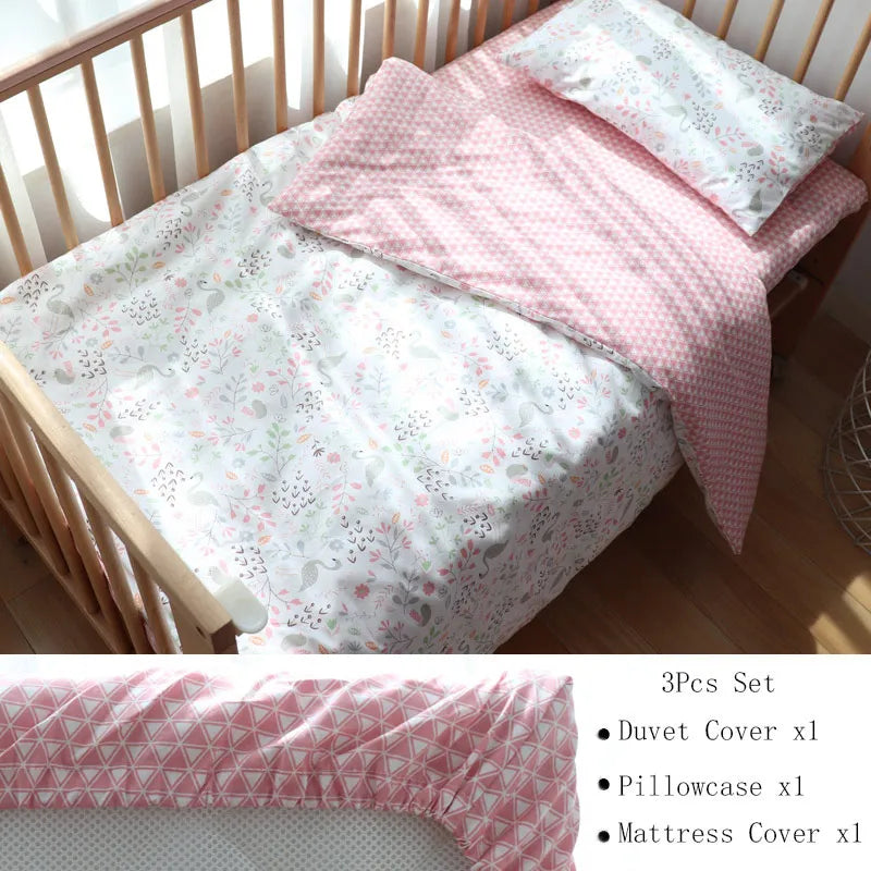 Juego de cama para cuna de bebé, ropa de cama de algodón, kit de cuna para niño y niña, incluye funda de almohada, funda nórdica, decoración para habitación de niños, 3 uds.