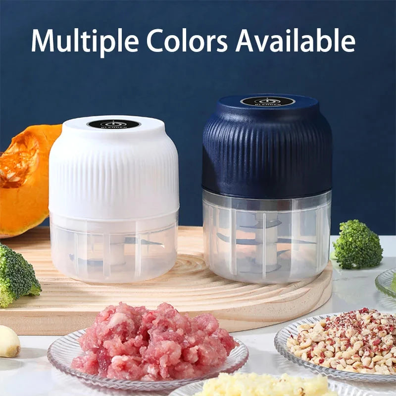 Picadora de Verduras Eléctrica Inalámbrica Recargable por USB de 250 ml, Picadora de Ajo, Picadora de Alimentos para Cocina, Utensilios para Picar Ajo