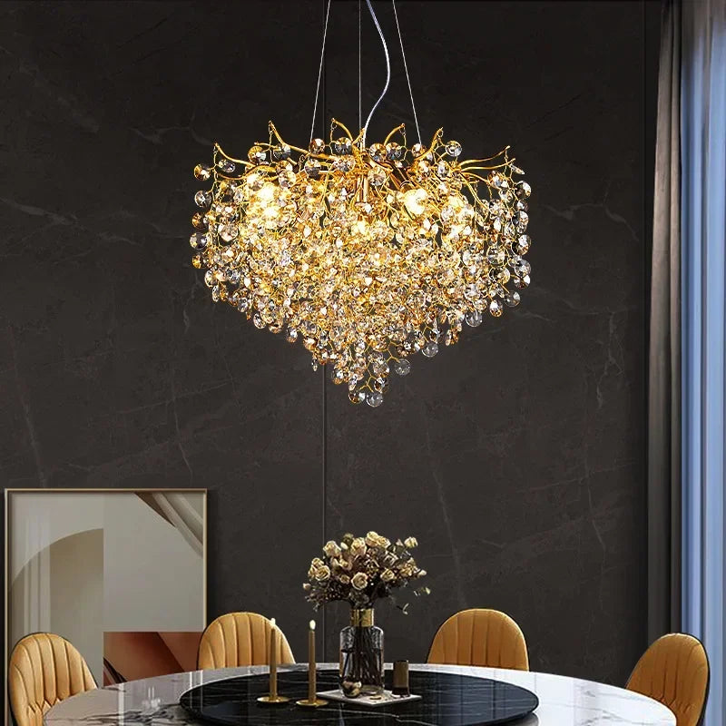 Candelabro de techo moderno para sala de estar, lámpara colgante de cristal de lujo para decoración Interior de Hotel y cocina, accesorio de iluminación
