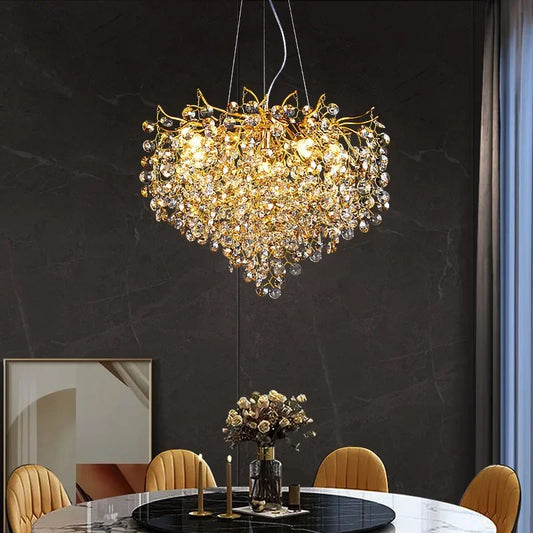 Candelabro de techo moderno para sala de estar, lámpara colgante de cristal de lujo para decoración Interior de Hotel y cocina, accesorio de iluminación