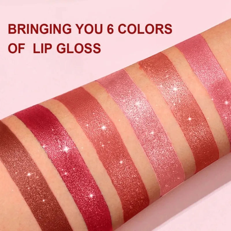 Lápiz Labial Rosa Perlado con Brillo, Metálico, Impermeable, de Larga Duración, Mate, Color Nude, con Destellos de Diamante, Maquillaje Sexy para Mujer