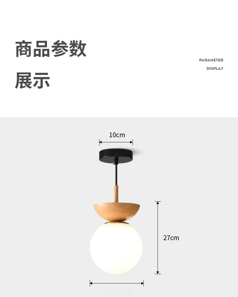 Lámparas para sala de estar, luz Led de techo para puerta de entrada japonesa, pasillo de aire, balcón nórdico, bola redonda