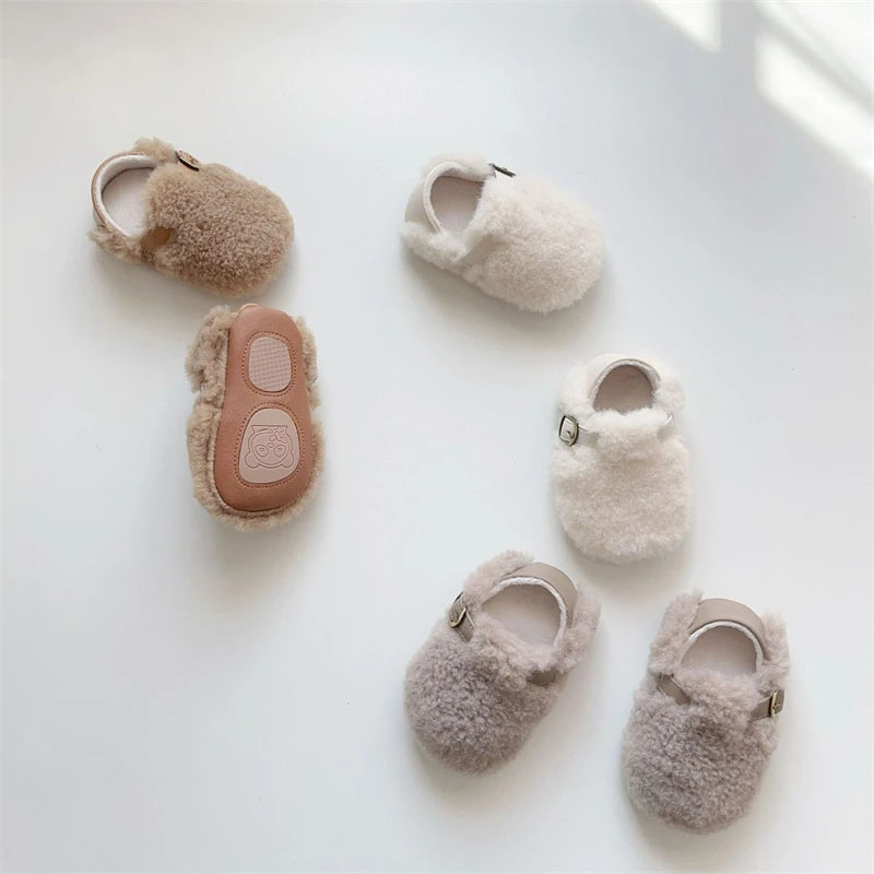 Otoño Invierno, zapatos para bebés, niños y niñas, zapatos gruesos de felpa para bebés, zapatos cómodos de suela blanda para niños pequeños, zapatos para caminar