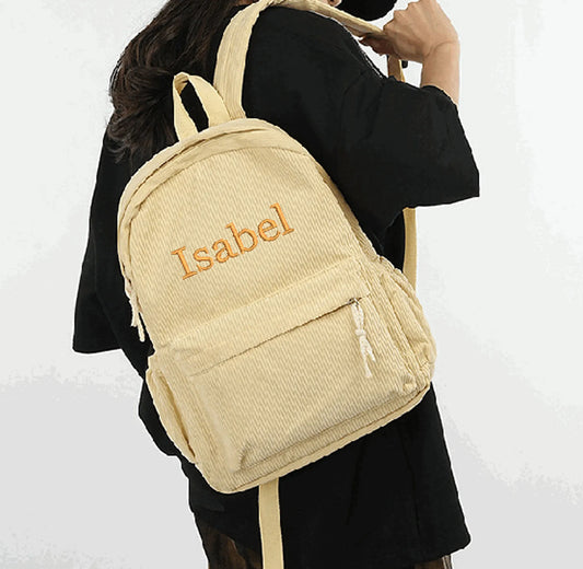 Mochila escolar personalizada, nuevas mochilas de moda para niños, estudiantes, pana, nombre único, bolsas de viaje de gran capacidad, mochila de senderismo