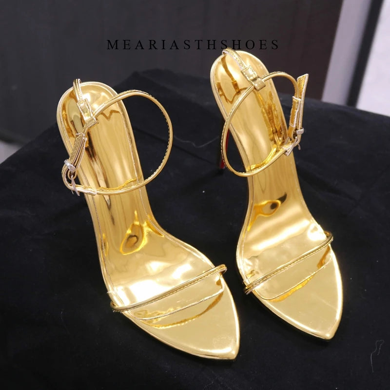 Sandalias de Tacón Alto con Punta Abierta y Correa en el Tobillo, de Cuero, con Hebilla, Diseño Sólido, Tacón Fino, para Mujer, con Lazos y Correa Trasera