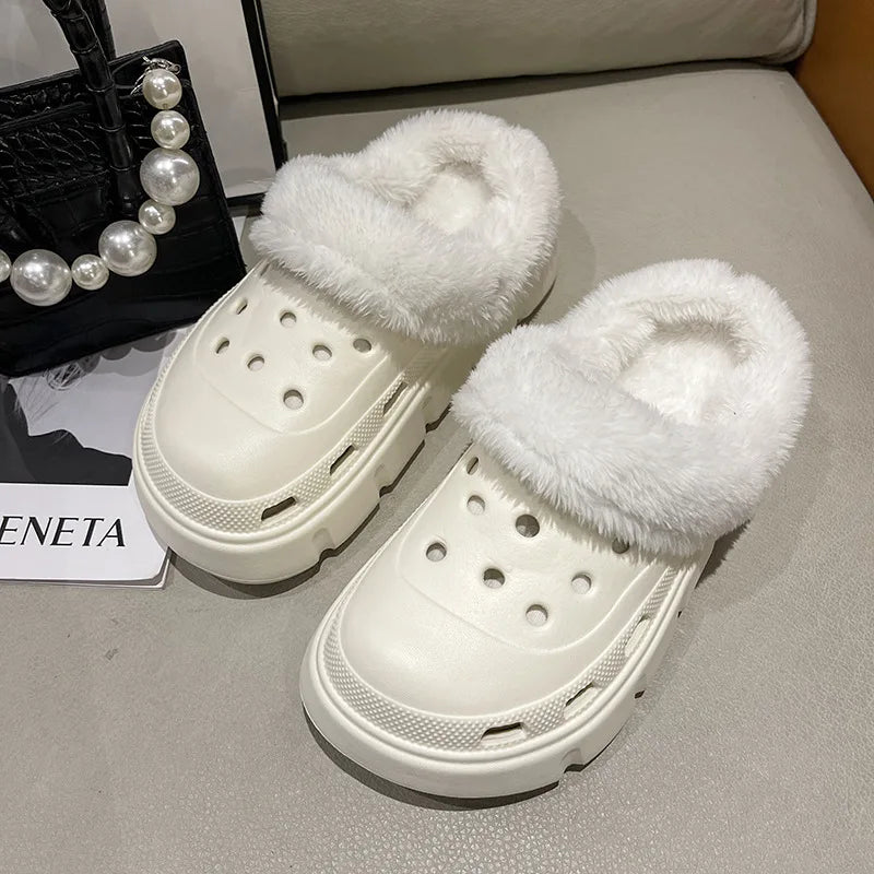 1 par de plantillas para zapatos con forro de piel cálida para invierno, plantilla de felpa Crocs para mujeres y hombres, cubiertas de zapatos, accesorios de forro de felpa extraíbles
