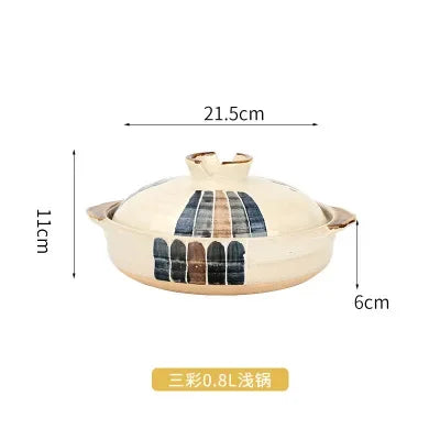 Cazuela de cerámica de estilo japonés, olla pequeña negra, cacerola de arcilla, utensilios de cocina para el hogar, suministros de cocina, olla para sopa, 1 Uds.