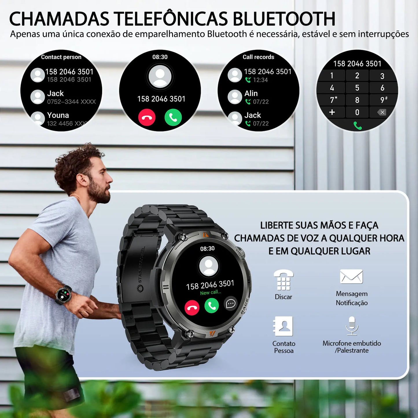 EIGIIS KE3 2025 nuevo reloj inteligente con llamada Bluetooth para hombres pantalla completamente táctil con Monitor de salud linterna de ritmo cardíaco reloj inteligente