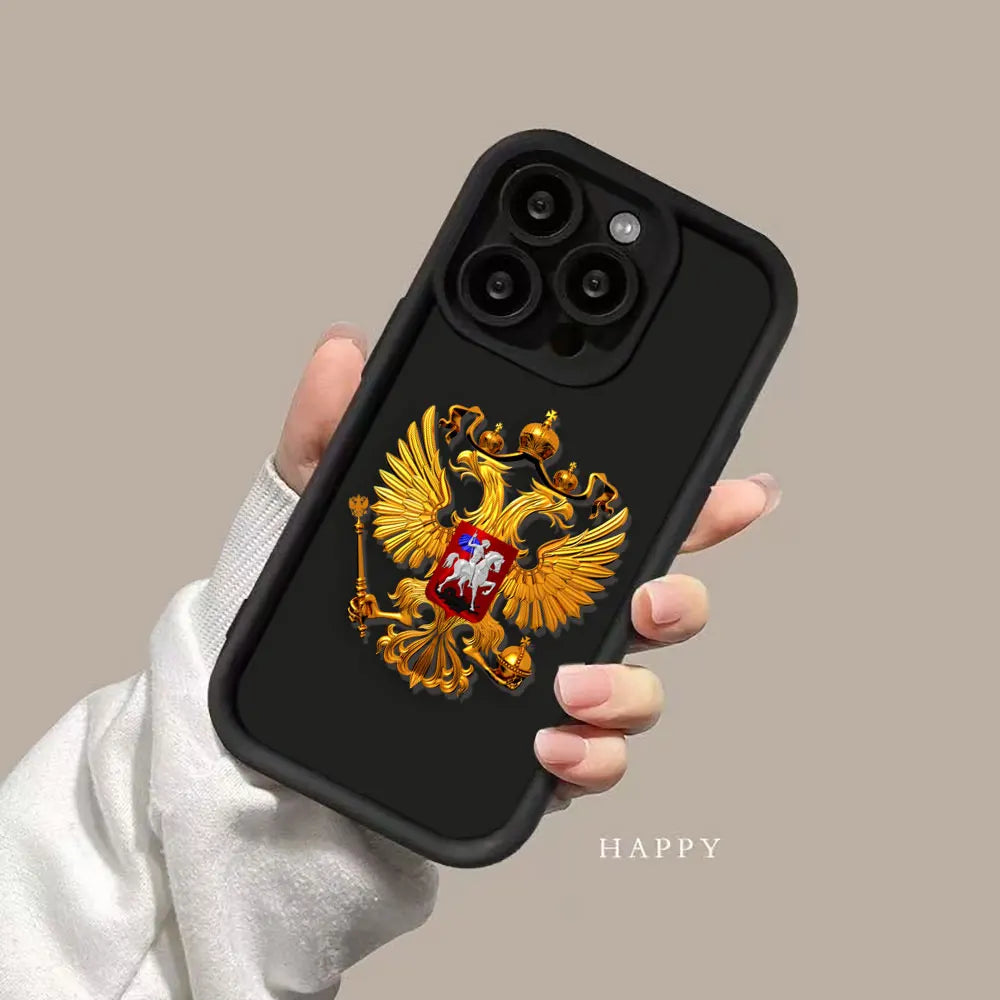 Funda de teléfono con emblema de banderas rusas para iPhone 15 14 13 12 11 Pro XS Max X XR SE 7 8 6 6S Plus Funda de silicona suave Funda Coque
