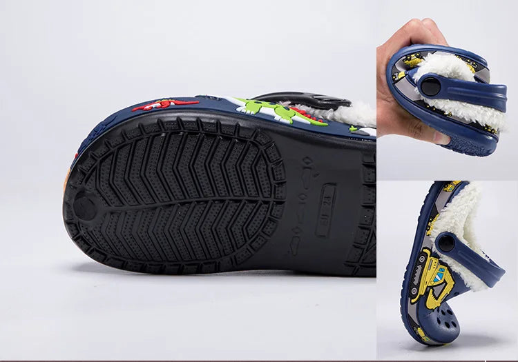 Sandalias de invierno para niños, zapatillas de piel para niños, zapatos para niñas, zuecos antideslizantes, sandalias bonitas de dibujos animados para niñas, zapatos para niños