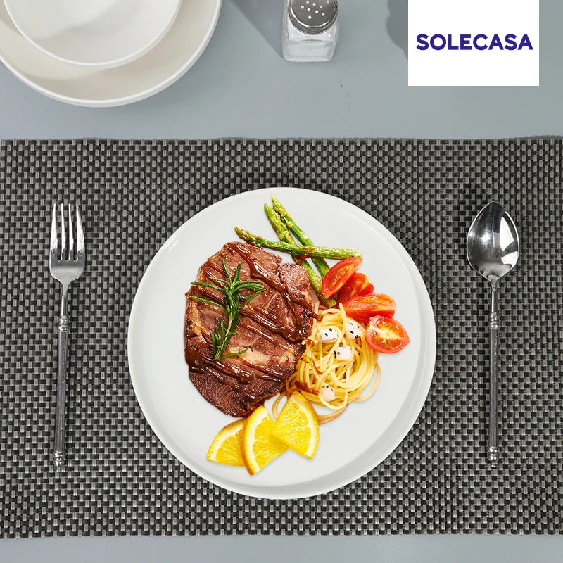 SOLECASA, juegos de vajilla de porcelana de 3/12 piezas, cuencos y platos blancos, plato resistente a los arañazos, cuenco de cerámica, plato de cena de espagueti