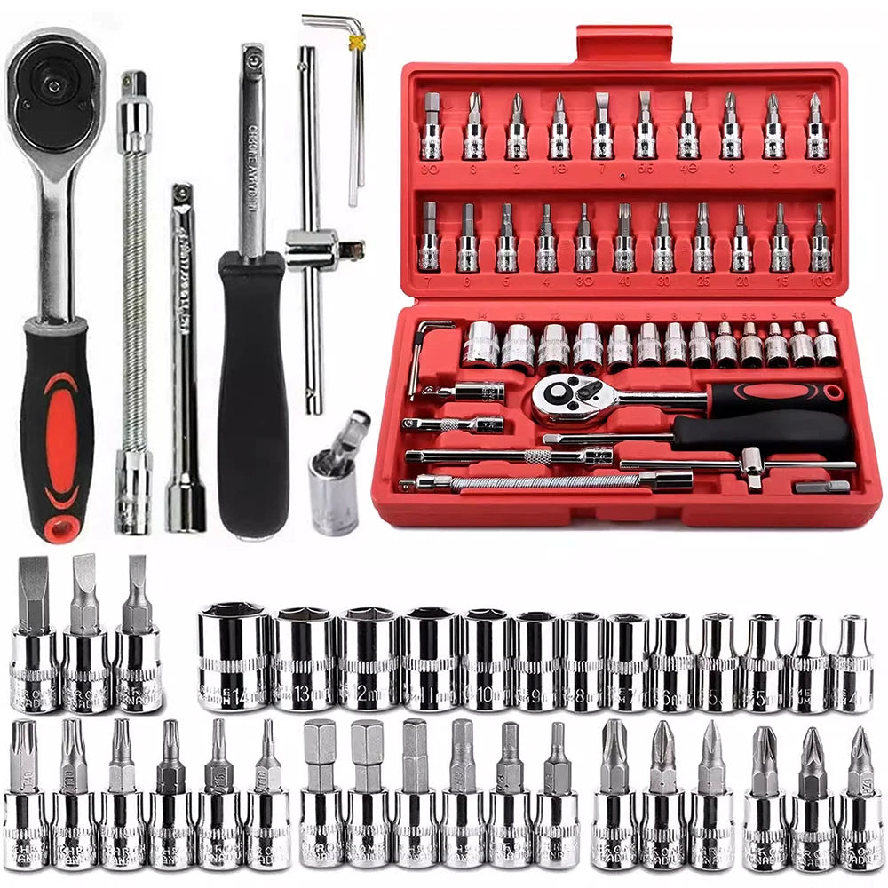 Kit de herramientas profesional 46 piezas Forjadas enchufes de alta calidad Durabilidad Durabilidad garantizada