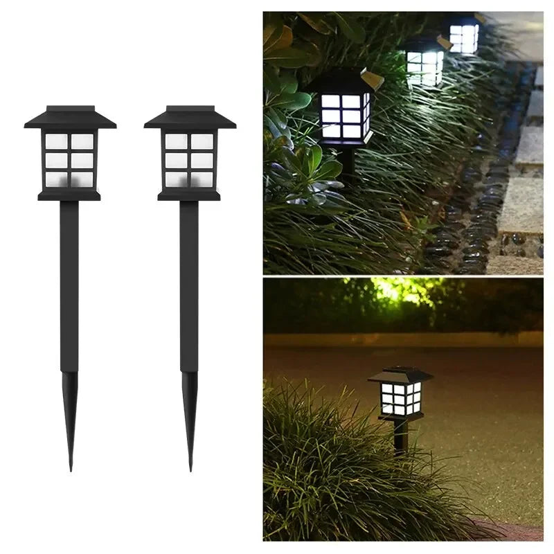 Paquete de 2 luces solares para caminos, lámpara Solar para exteriores, iluminación de paisaje impermeable para jardín, Patio, pasarela, entrada, decoración de acampada