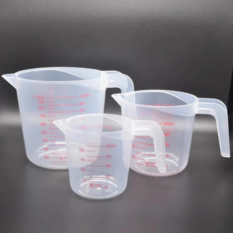 Vasos Medidores de Líquido para Hornear de 250/500/1000 ml, Vaso Medidor de PVC con Escala, Vaso Medidor de Plástico, Vaso de Laboratorio, Jarra de Cocina
