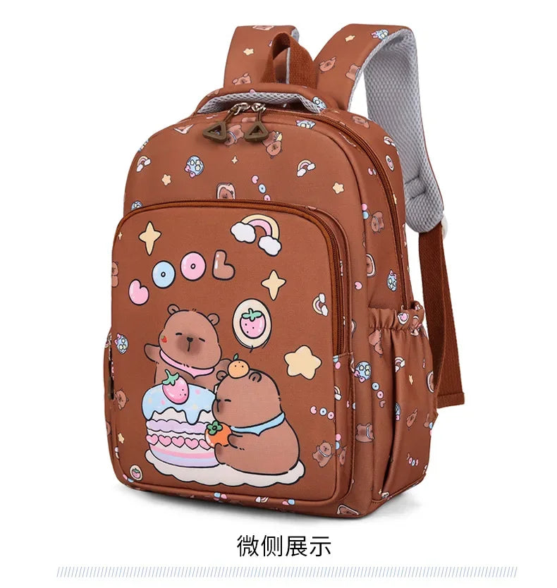 Mochila colorida Capybara 3 unids/set para mujer, mochilas escolares informales con bolsa de almuerzo, mochila para chica, niño, estudiante y adolescente