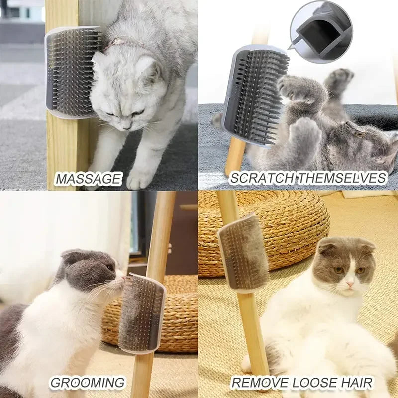Peine de masaje para rascar gatos, cepillo para rascar esquinas con hierba gatera, peine para quitar mascotas para depilación, aseo