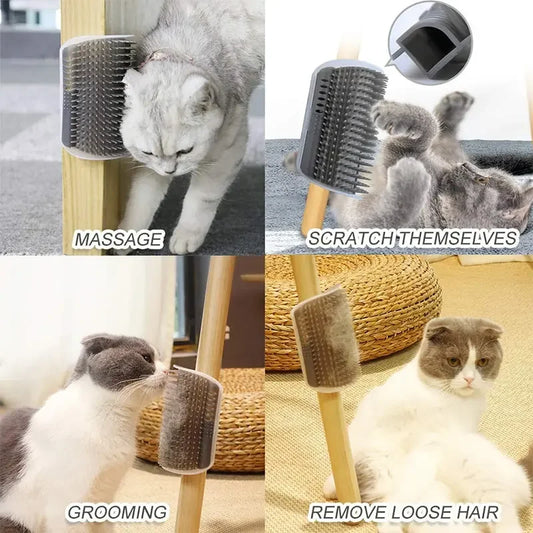 Peine de masaje para rascar gatos, cepillo para rascar esquinas con hierba gatera, peine para quitar mascotas para depilación, aseo