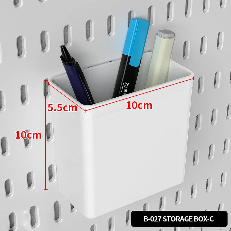 Kit organizador de pared combinado con tablero perforado DIY: paneles colgantes modulares, instalación sin perforaciones, ideal para exhibición de pared de habitaciones artesanales