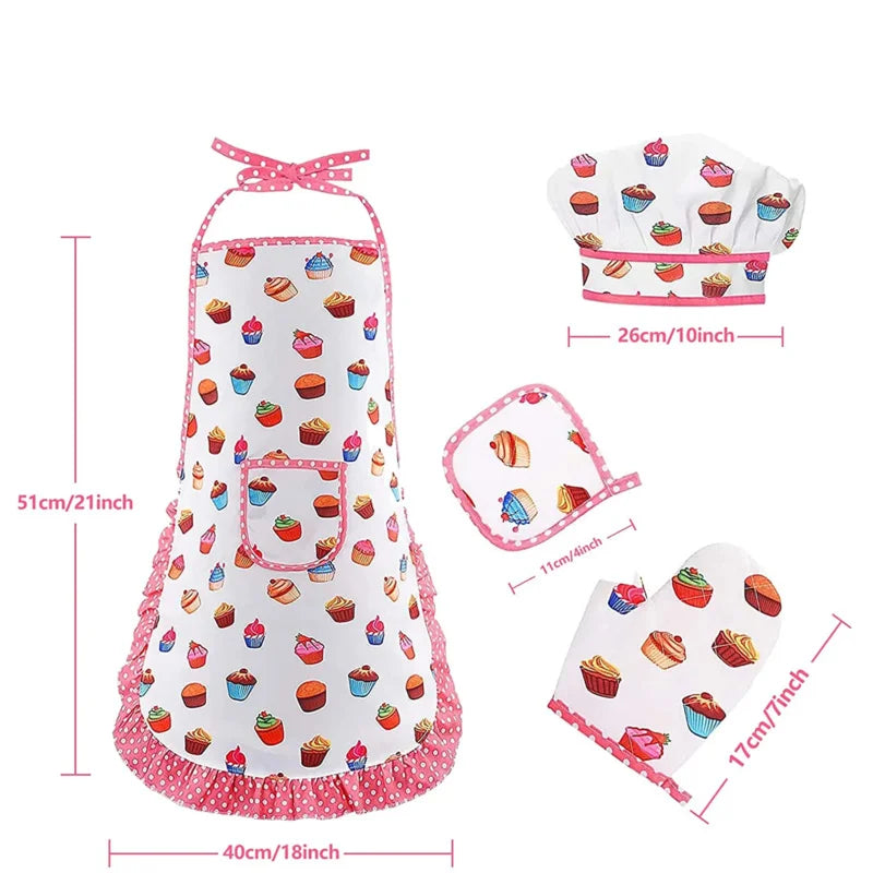 Juguetes de cocina para hornear, juego de simulación, herramientas de cocina, delantal de Chef para niñas pequeñas, disfraz rosa, juguetes educativos de vestir, regalo