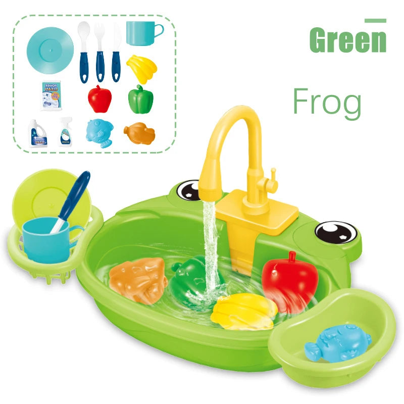 Fregadero de cocina para niños, juguetes de simulación, lavavajillas eléctrico, Mini cocina, comida, juego de casa de juego de imitación, juego de rol para niños, juguetes para niñas