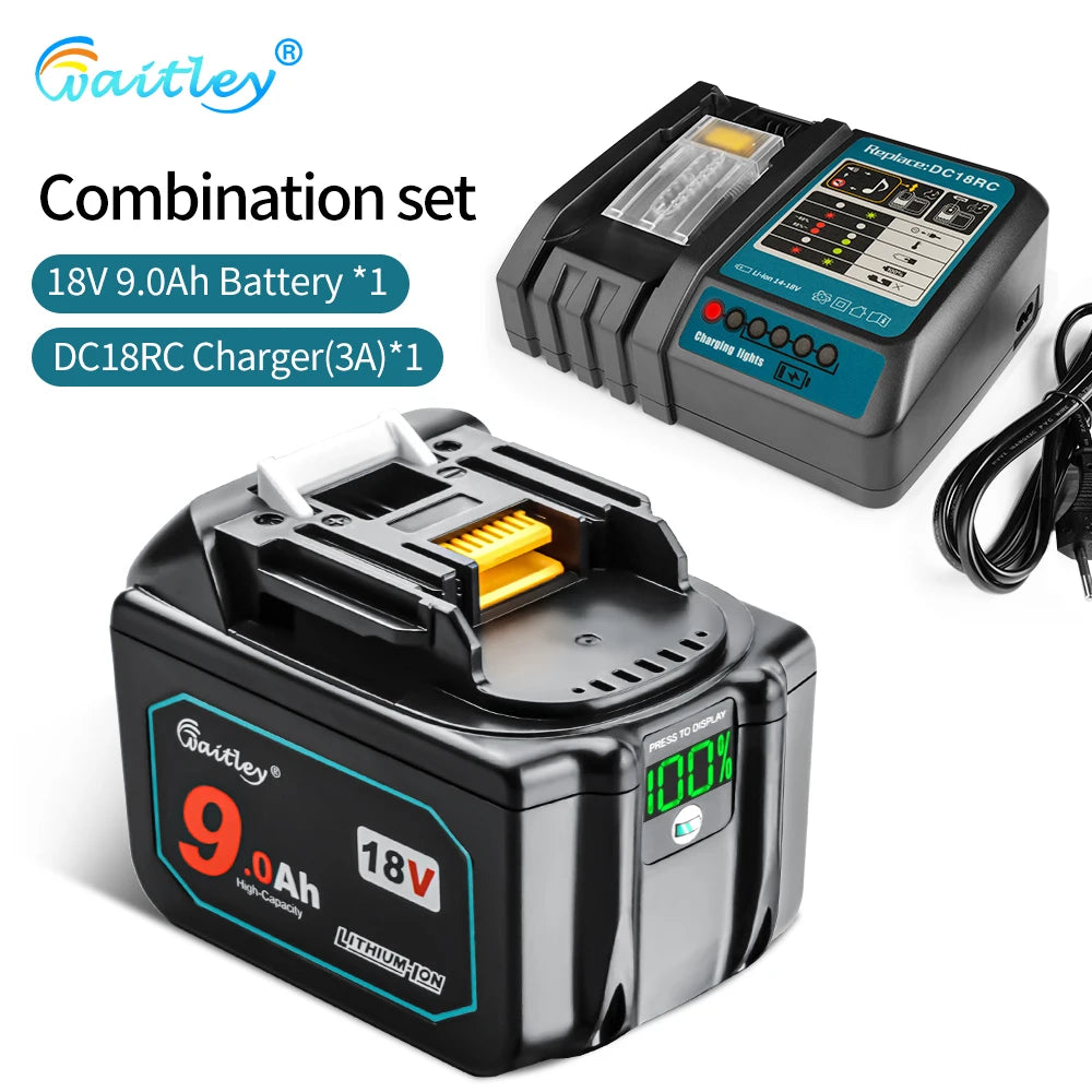 Waitley-batería recargable de iones de litio para herramientas eléctricas Makita, 18 V, 6.0Ah, BL1860b, BL1860, BL1830b, BL1850b, BL1840, 6Ah