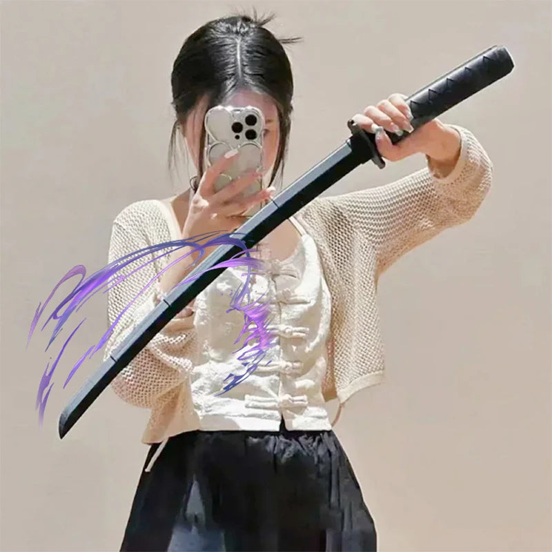 Samurai telescópico recto por gravedad con estampado 3D, juguetes para aliviar el estrés, accesorios elásticos, Katana plegable creativa, regalos divertidos