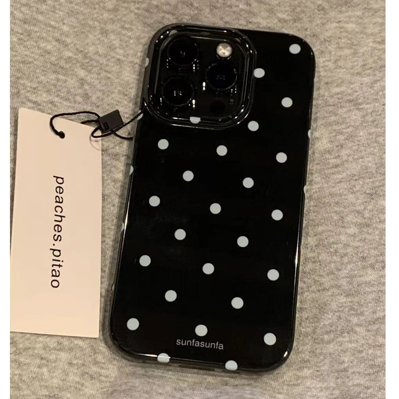 Funda de teléfono minimalista de lunares blanco y negro para iPhone 17 Air 16 Pro Max 15 14 Plus 13 12 Mini 11, funda trasera de silicona a prueba de golpes