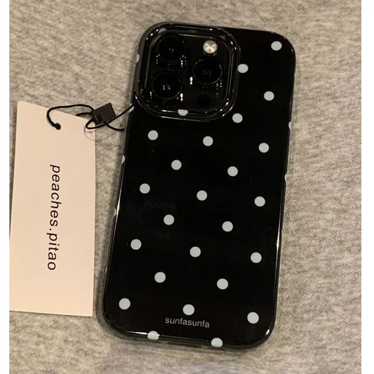Funda de teléfono minimalista de lunares blanco y negro para iPhone 17 Air 16 Pro Max 15 14 Plus 13 12 Mini 11, funda trasera de silicona a prueba de golpes