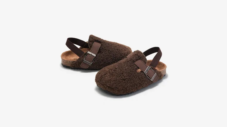 Sandalias de corcho para niños y niñas, zapatos de exterior de sandalias cálidas, calzado para preandador, otoño e invierno, novedad