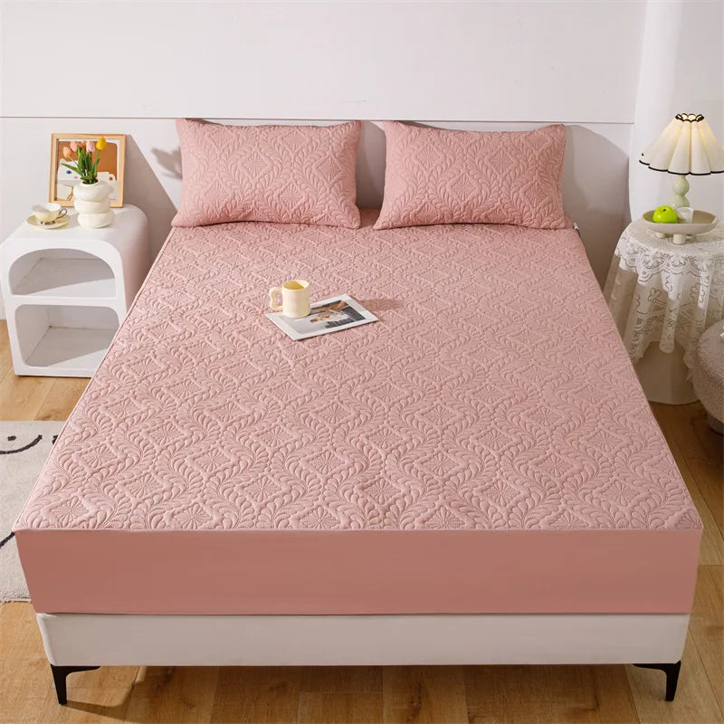 Protector de Colchón Acolchado Impermeable, Funda de Colchón Transpirable, Antiácaros, Antibacteriana, Sábana Ajustable, Sin Funda de Almohada