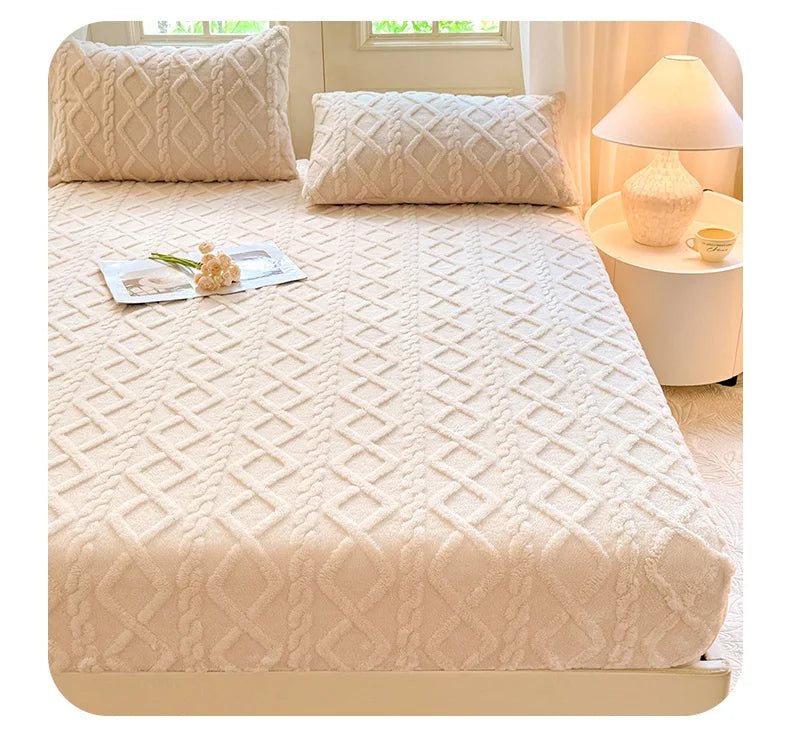 Sábana ajustable de lana Tafu de color sólido, funda protectora para colchón doméstico, antideslizante, de una sola pieza, sin funda de almohada, novedad de 2025