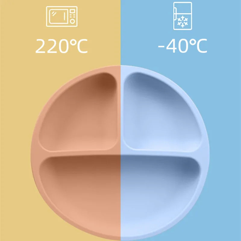 Juego de alimentación de silicona para bebé, cuenco de silicona, plato de comedor, cuchara, tenedor, platos para niños, vajilla de silicona sin BPA, 3/4/5 Uds.