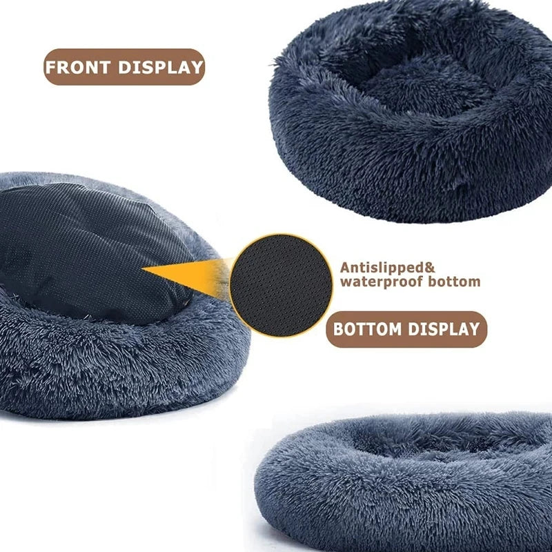 Cama redonda para mascotas de 40-90cm y 6 tamaños, cama para perros grandes, cama para gatos súper suave, casa para perros de peluche para perros medianos, casa para dormir cálido en invierno