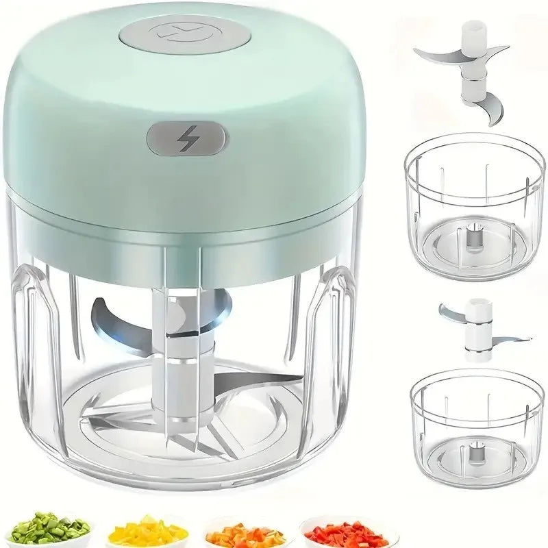 Picadora de ajo eléctrica, mini picadora de verduras portátil, picadora de ajo de 250ML, picadora de cebolla, licuadora para verduras, inalámbrica