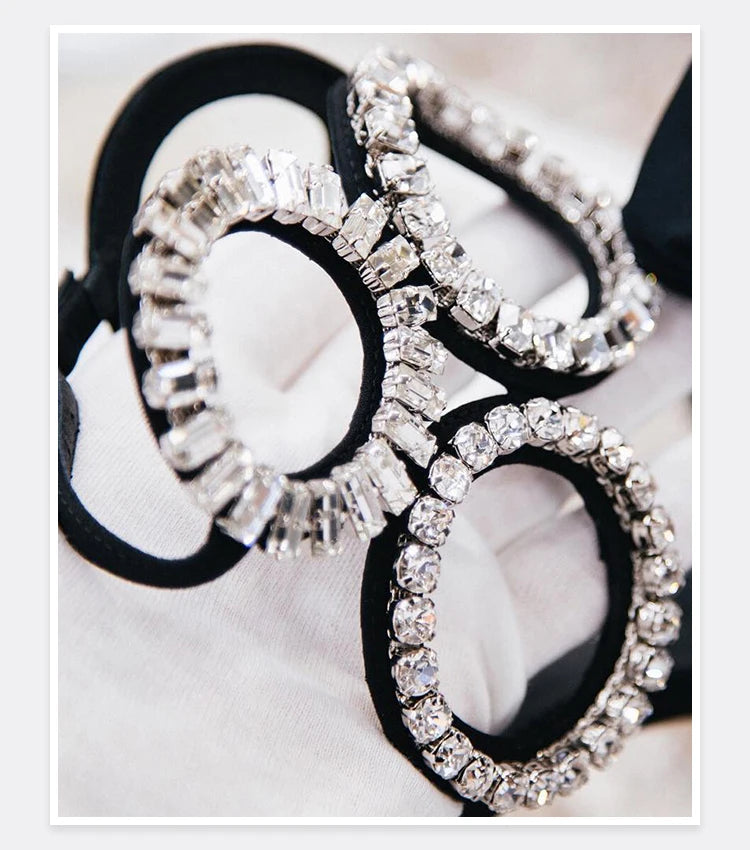 Circle Heels 2024 Nuevo vestido Zapatos de boda con sandalias romanas de tacón abierto con diamantes de imitación