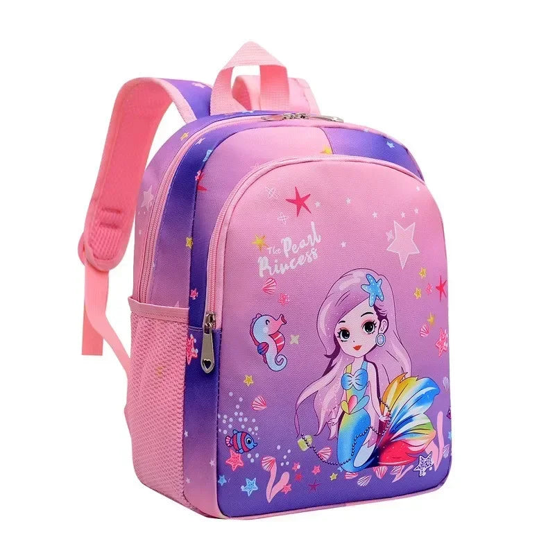 Nueva mochila para niños, bonita mochila escolar con estampado de sirena y unicornio de dibujos animados, mochila escolar ligera para guardería