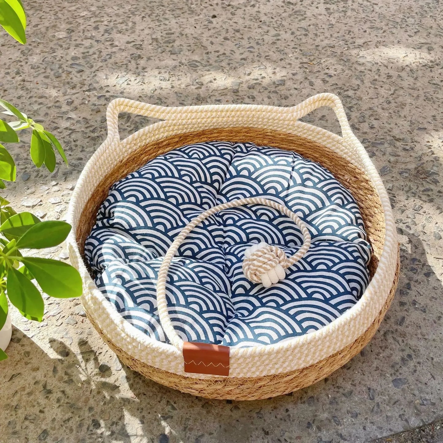 Cama de vid tejida para gatos, cama Circular para mascotas, para todo tipo de clima, cómoda para dormir, 35/40cm, suministros para mascotas