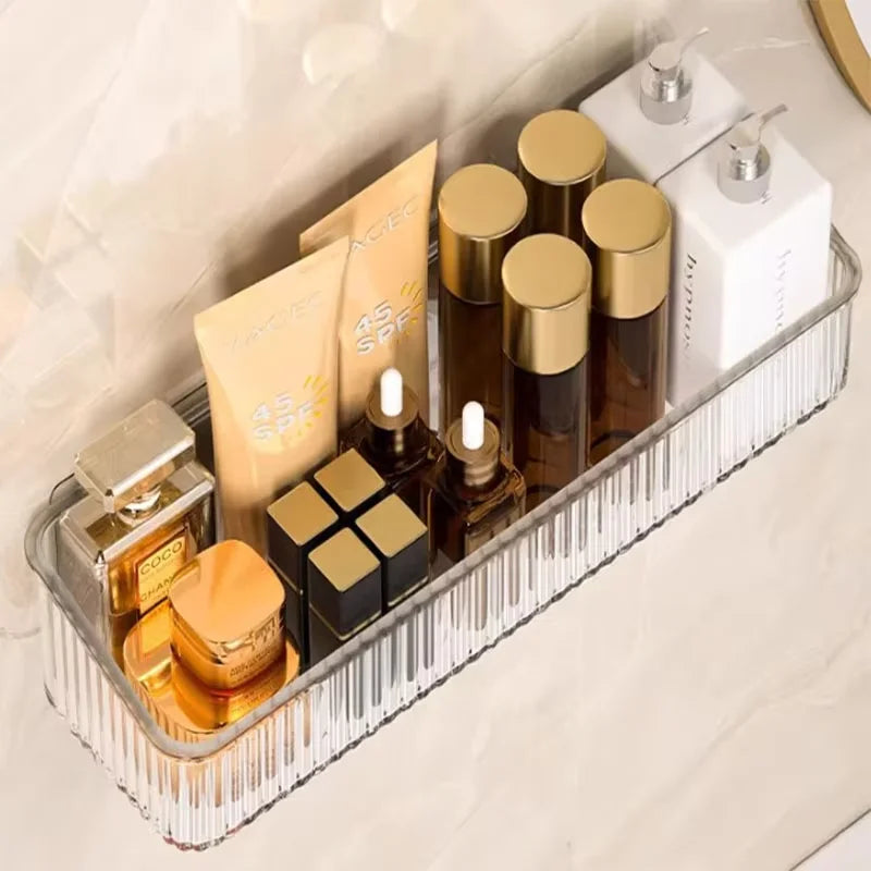 Estante de Almacenamiento de Lujo Ligero Sin Perforaciones para Baño, Soporte de Pared para Lavabo y Cosméticos