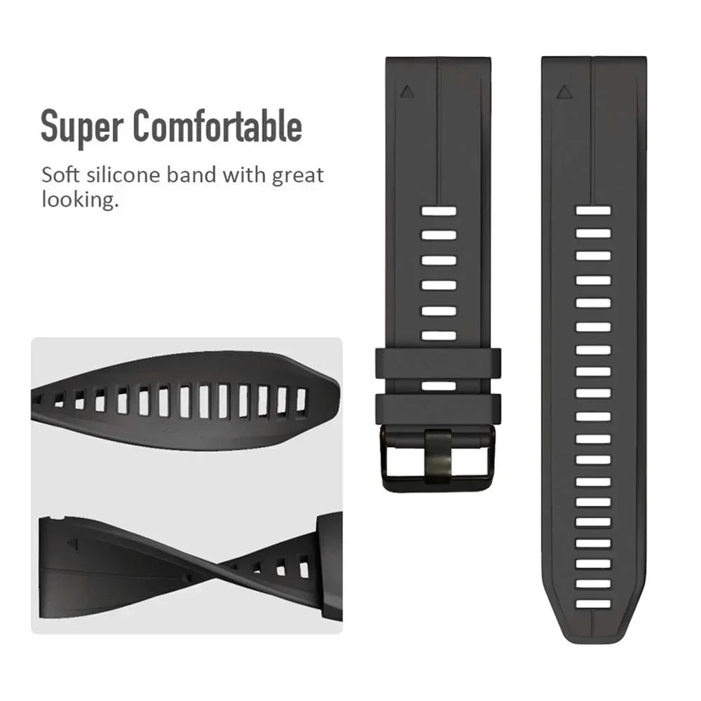 Correa deportiva de silicona para Garmin Descent G2 G1 Mk3i Mk2 Mk1/Fenix 8 Pro E 7 7X 6 6X 5 5X/Epix pulsera suave 22/26mm banda Quickfit
