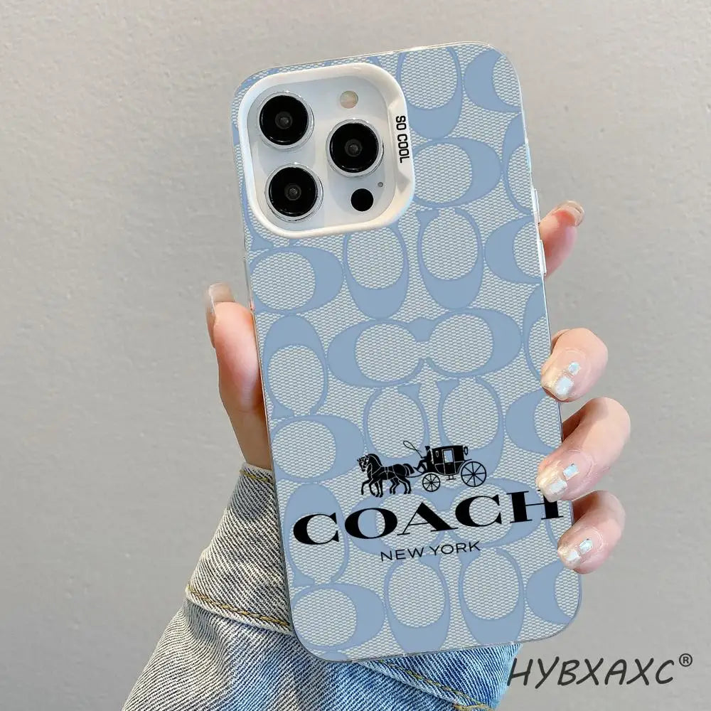 Funda C-Coach-s Cherries para iPhone 17 16 15 Pro MAX 14 13 12 16e 15Pro Plus, Carcasa Plateada 17Air, Fundas IMD