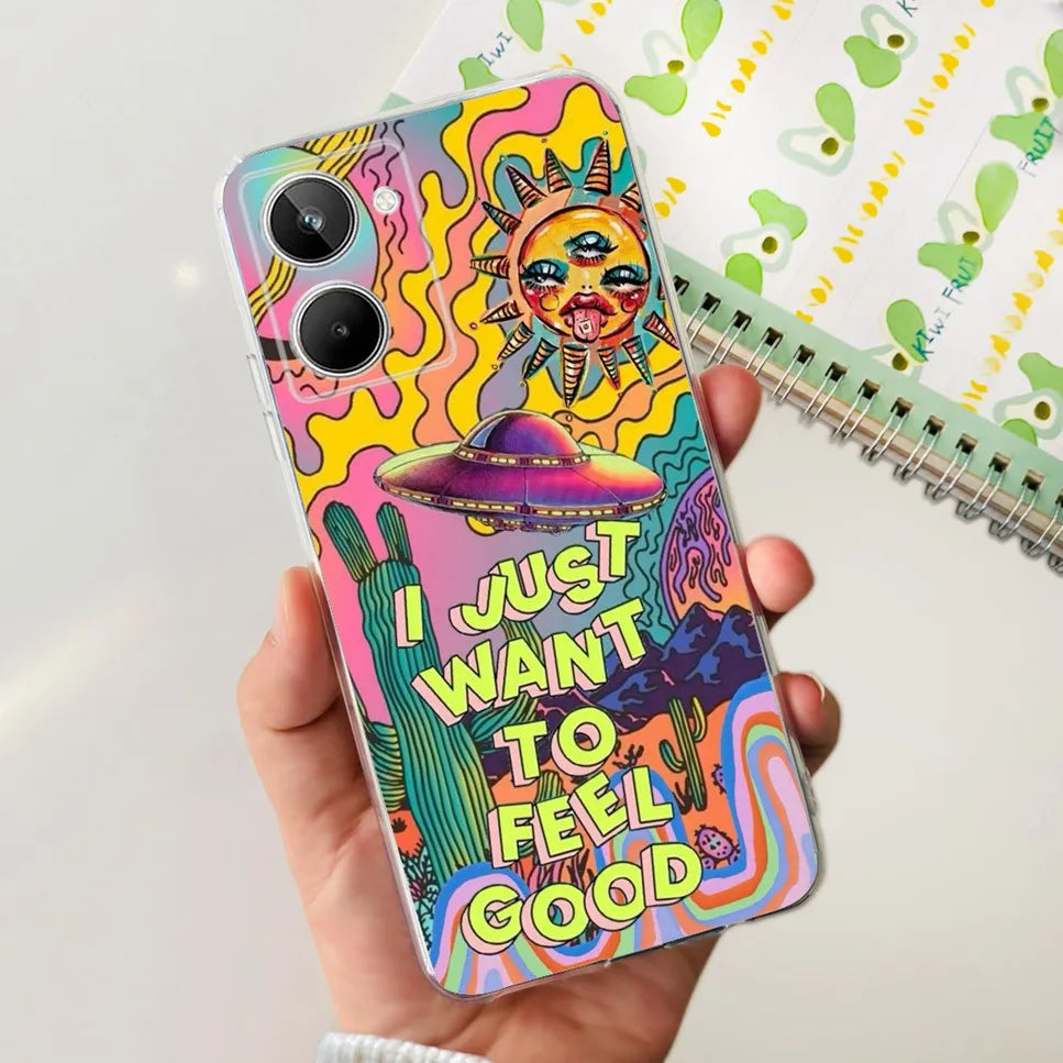 Para Realme 10 4G RMX3630 funda de teléfono suave de silicona TPU a prueba de golpes para Realme 10 funda protectora trasera con diseño de dibujos animados bonitos