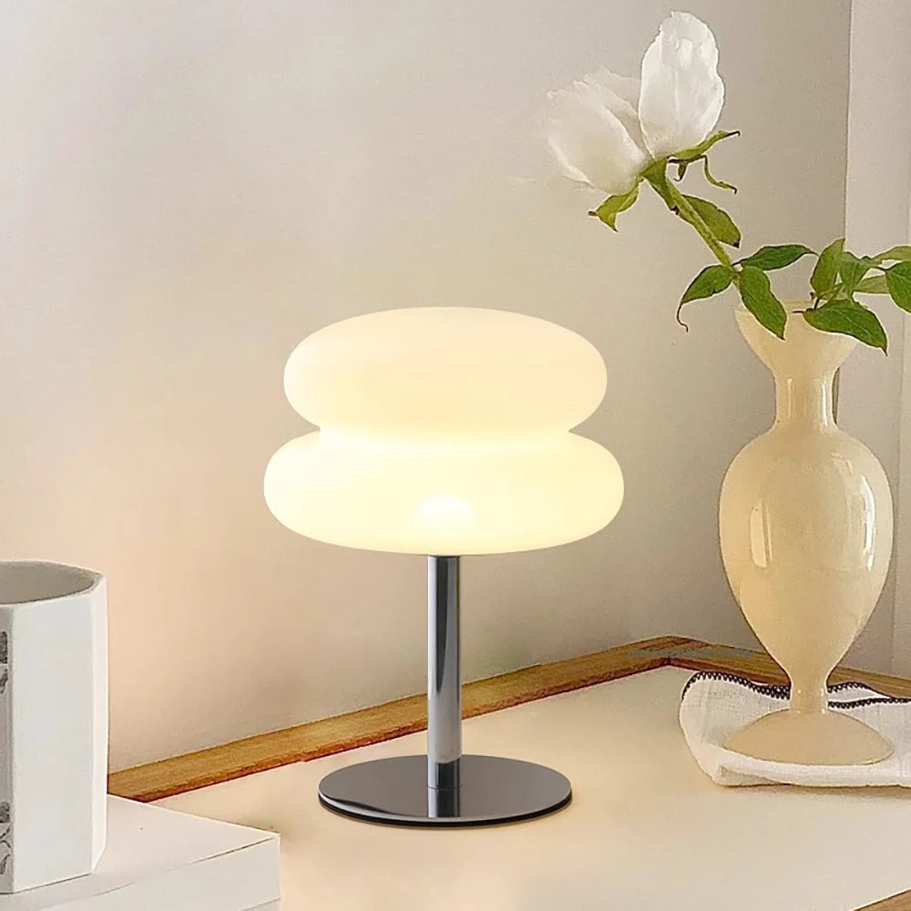 Lámpara de mesa, lámparas de dormitorio, enchufe USB, lámpara de mesa LED con forma de seta, iluminación ambiental para sala de estar y comedor (no de vidrio)