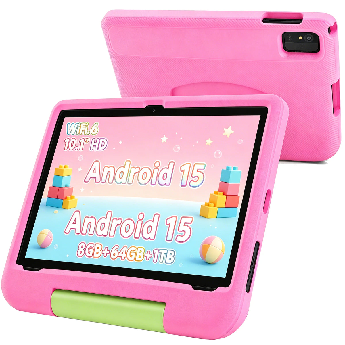 Tablet Paitanry de 10.1 Pulgadas para Niños, Android 15, 8GB RAM, 64GB ROM, WiFi 6, Protección Ocular, 5000mAh, con Funda de Silicona, Regalo para Niños