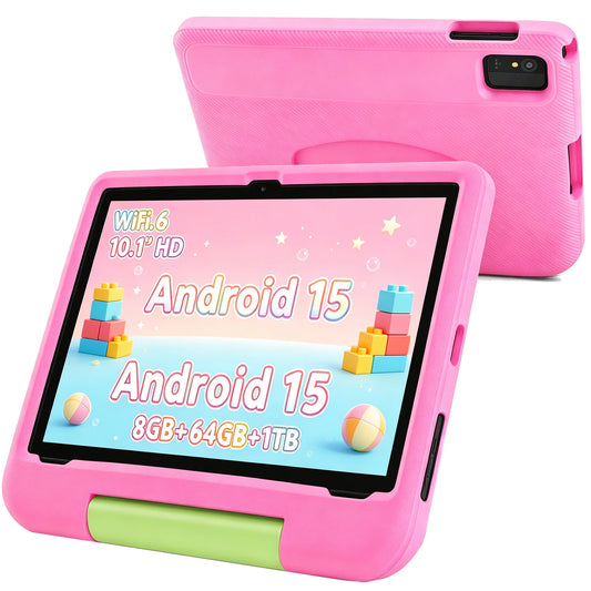 Tablet Paitanry de 10.1 Pulgadas para Niños, Android 15, 8GB RAM, 64GB ROM, WiFi 6, Protección Ocular, 5000mAh, con Funda de Silicona, Regalo para Niños