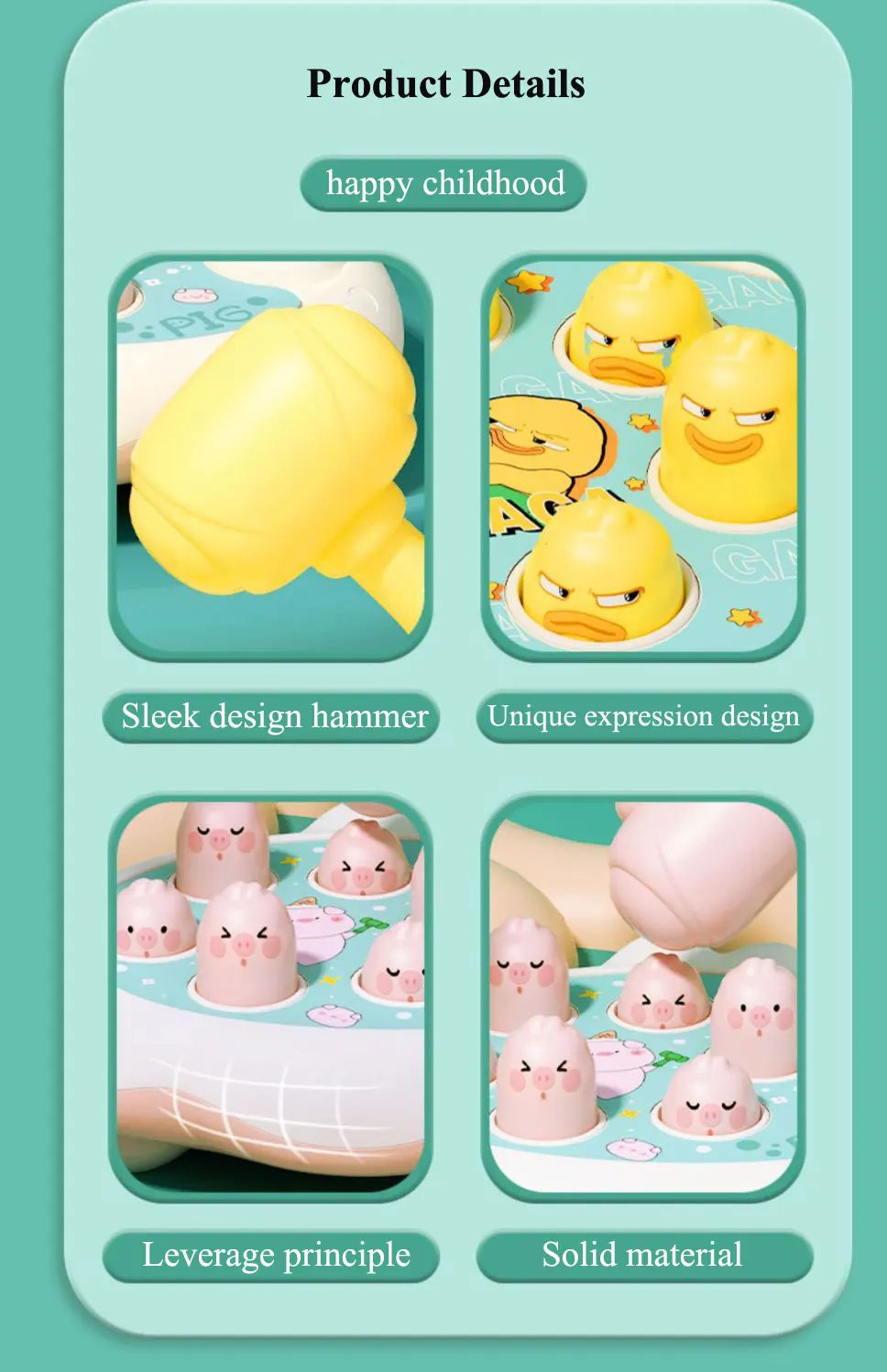 Juguete de pato/rana/cerdo para bebé, juego de aprendizaje Montessori, rompecabezas educativo, regalo para niños pequeños de 12 a 24 meses, niño/niña con martillo