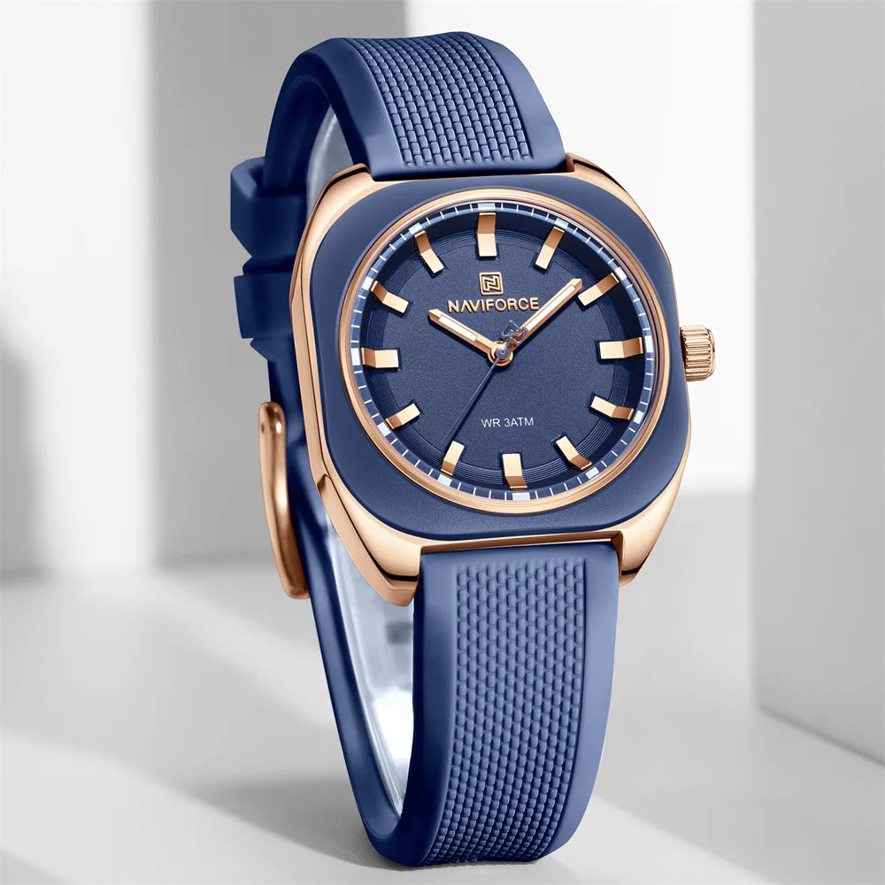 NAVIFORCE, reloj para mujer, marca superior, moda de lujo, reloj de pulsera Original para mujer y niña, pulsera de goma de silicona, reloj informal para mujer 5061