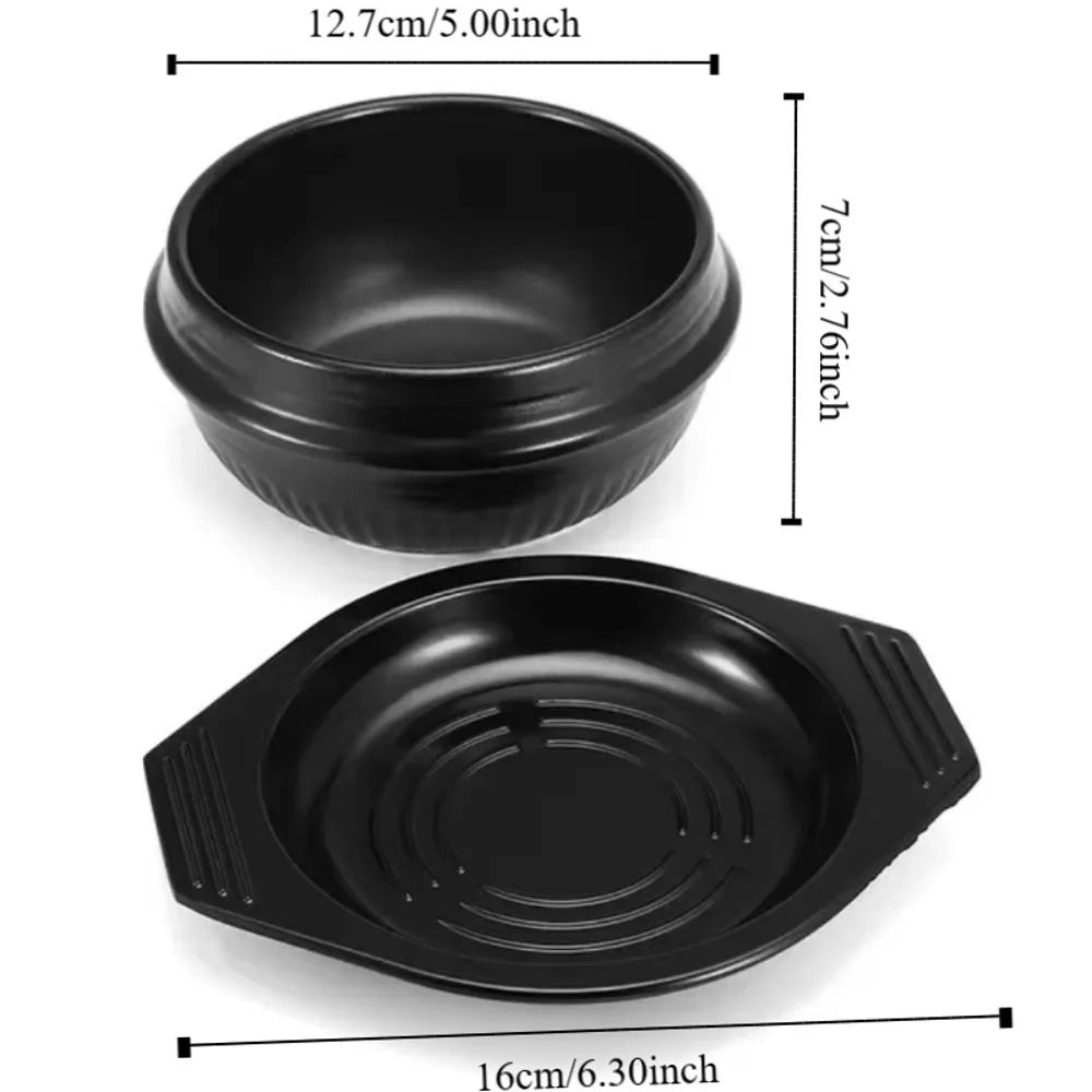 Cazuela de 16cm de tamaño, olla de arcilla resistente al calor con bandeja, olla de piedra coreana, olla de sopa de cerámica antiadherente antiescaldaduras para el hogar