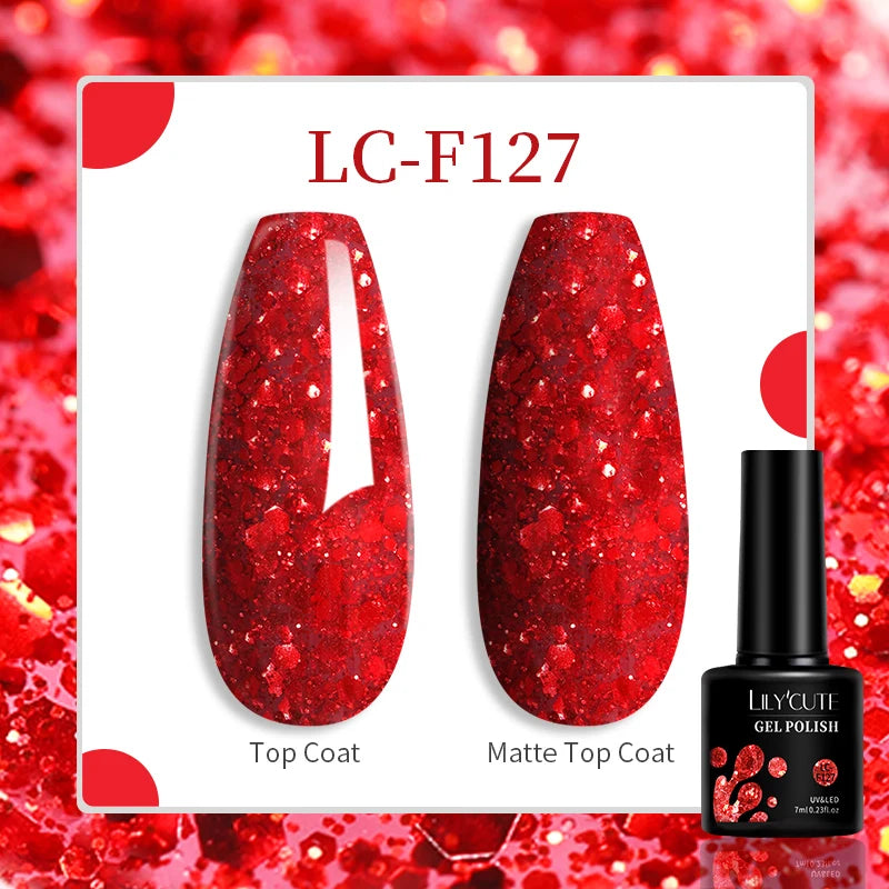 LILYCUTE-esmalte en Gel para uñas, barniz semipermanente para manicura, con LED UV, 129 colores, 7ML