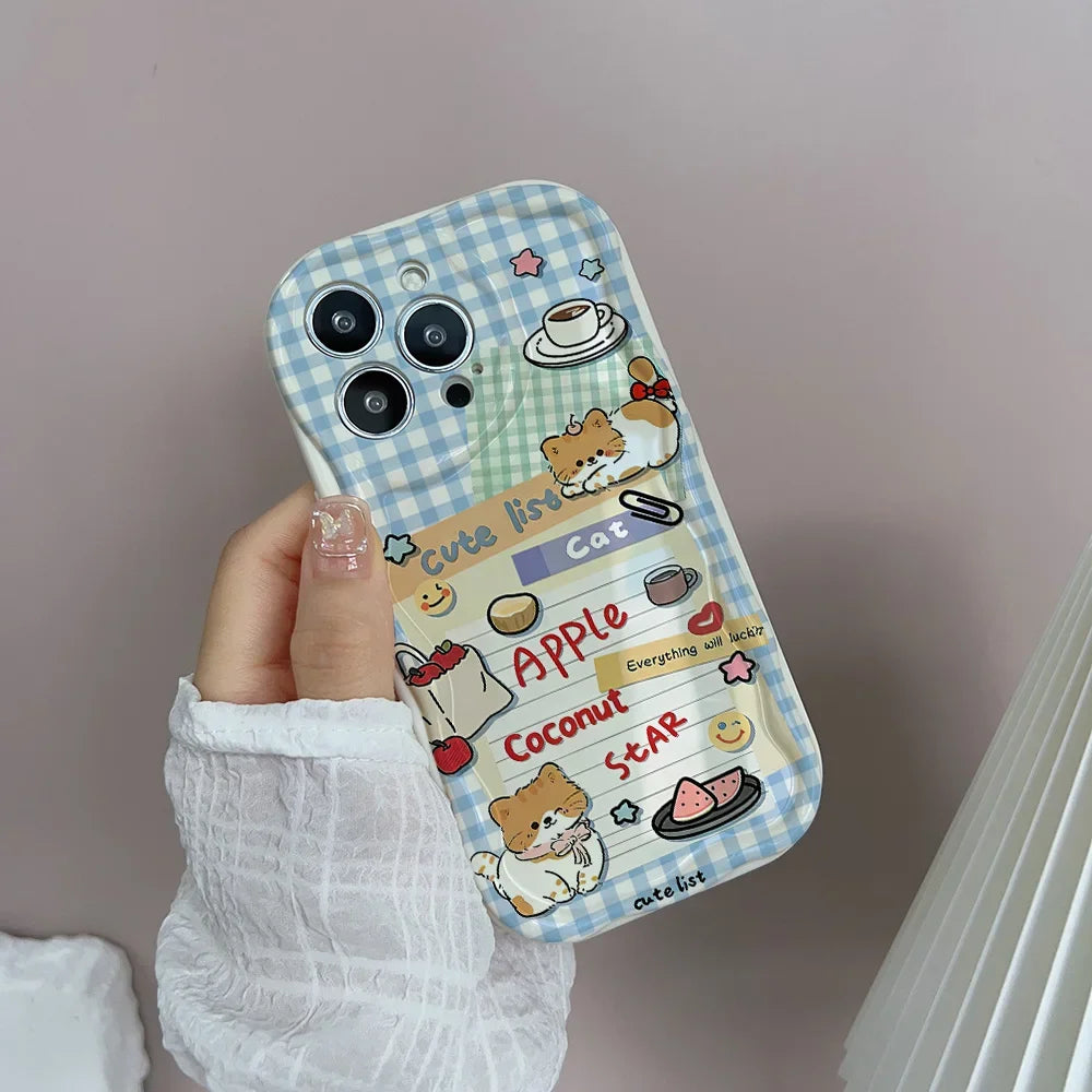 Funda de felpa con diseño de oso y gato con pajarita de té con leche para OPPO Reno 16 15 16F 15F 13F 12F 11F 14F 8 11 12 13 14 Pro 8T 5G Reno 7 4G 5 6 Lite